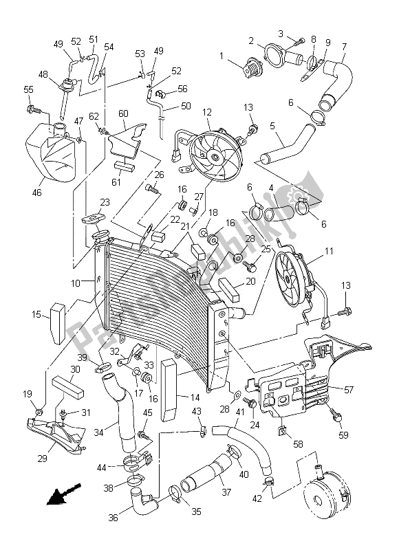 All parts for the Radiator & Hose of the Yamaha YZF R6 600 2013