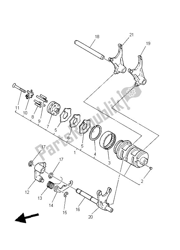 All parts for the Shift Cam & Fork of the Yamaha XVS 125 Dragstar 2004