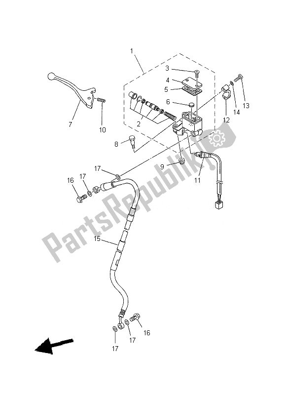 Tutte le parti per il Pompa Freno Anteriore del Yamaha XT 660R 2010