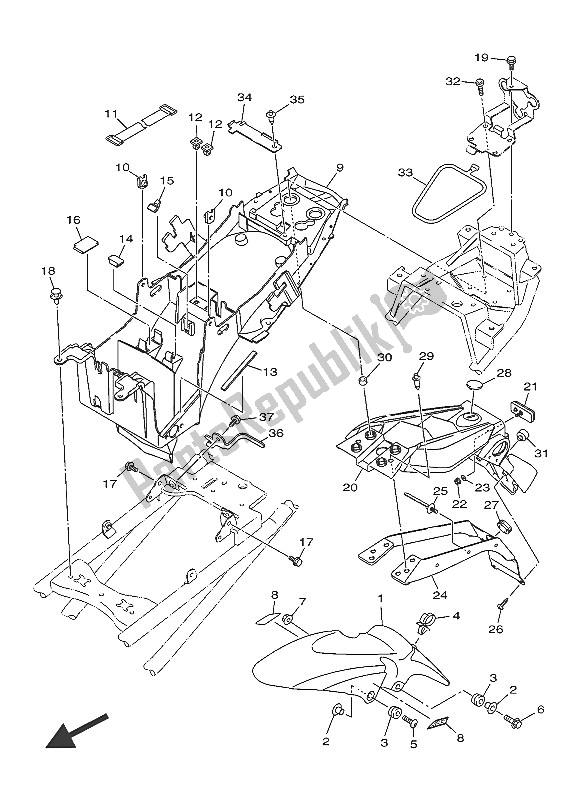 All parts for the Fender (bwc1) of the Yamaha XJ6 FA 600 2016