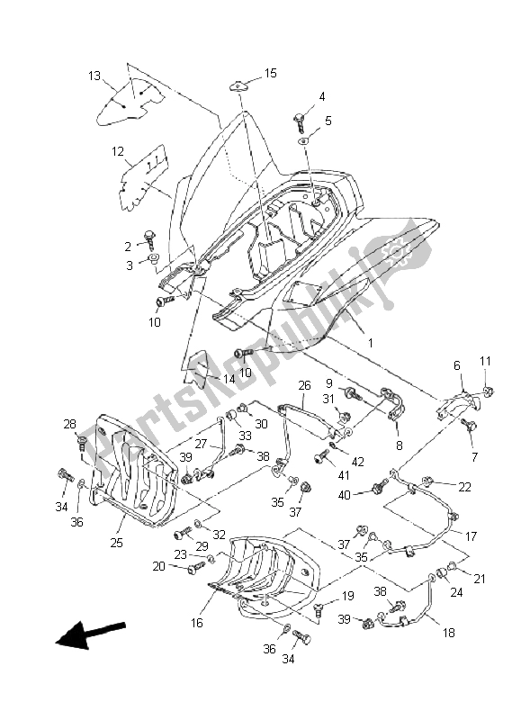 Alle onderdelen voor de Achterspatbord van de Yamaha YFZ 450 SE 2008