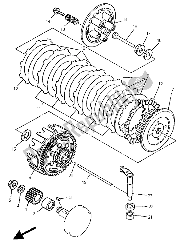 All parts for the Clutch of the Yamaha YZ 80 LW 1995