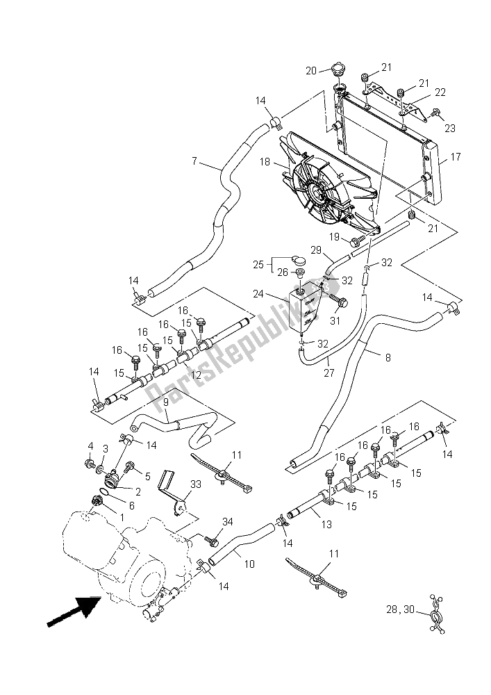 Todas as partes de Mangueira Do Radiador do Yamaha YXC 700E Viking VI EPS 2015