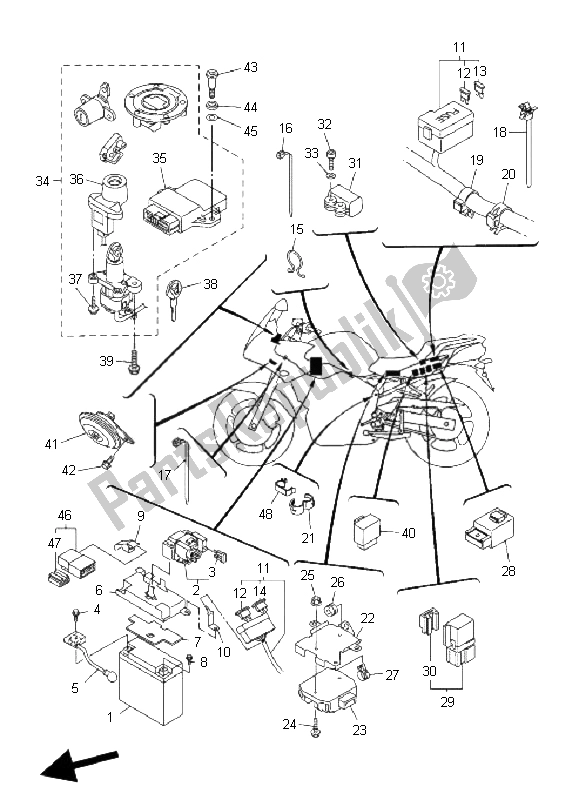 All parts for the Electrical 2 of the Yamaha FZ6 Sahg 600 2008