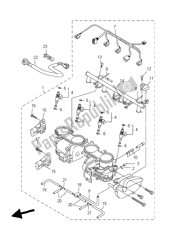 All parts for the Intake 2 of the Yamaha YZF R1 1000 2007