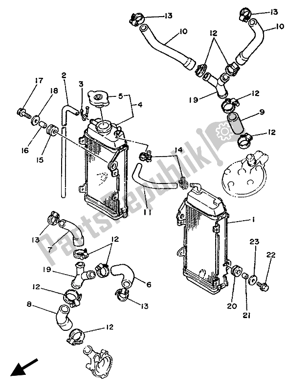 Tutte le parti per il Tubo Del Radiatore del Yamaha YZ 125 1989