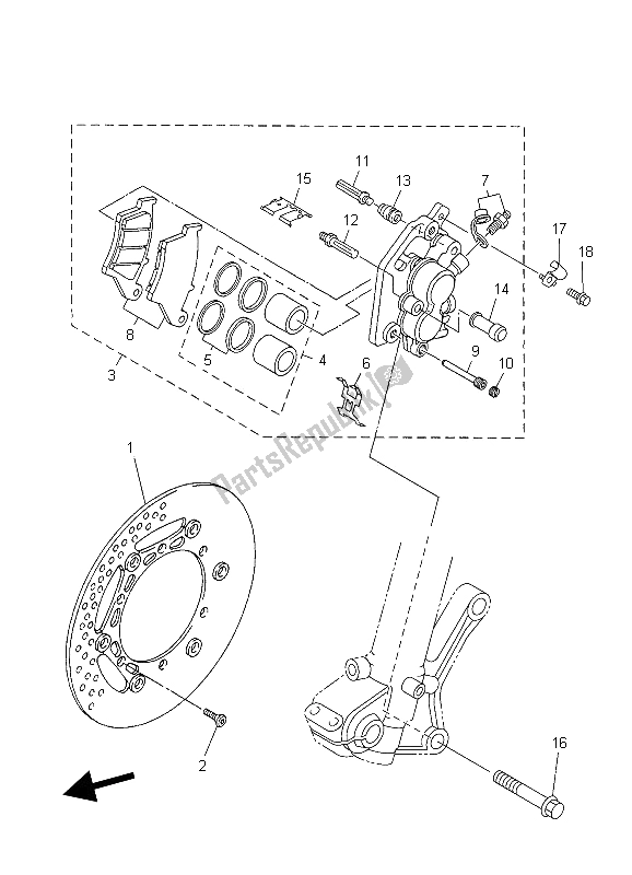 All parts for the Front Brake Caliper of the Yamaha WR 250F 2006