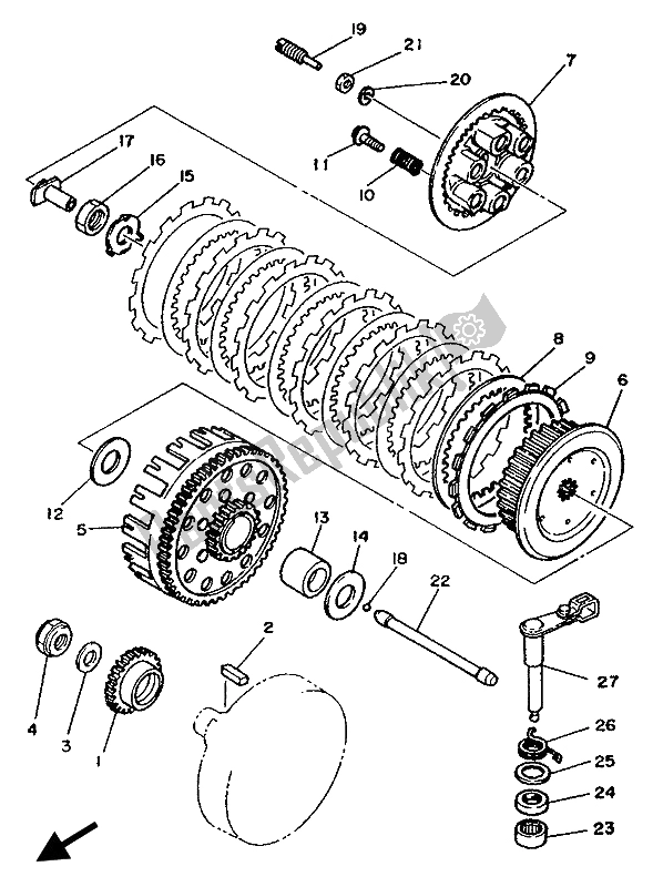 Toutes les pièces pour le Embrayage du Yamaha YZ 490 1987