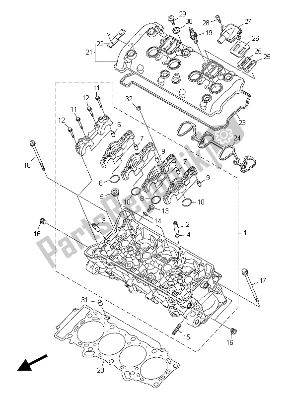 Alle onderdelen voor de Cilinderkop van de Yamaha YZF R1M 1000 2015