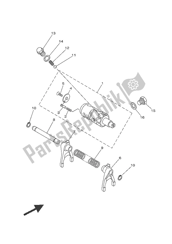 All parts for the Shift Cam & Fork of the Yamaha YXM 700E Viking EPS Camo 2016