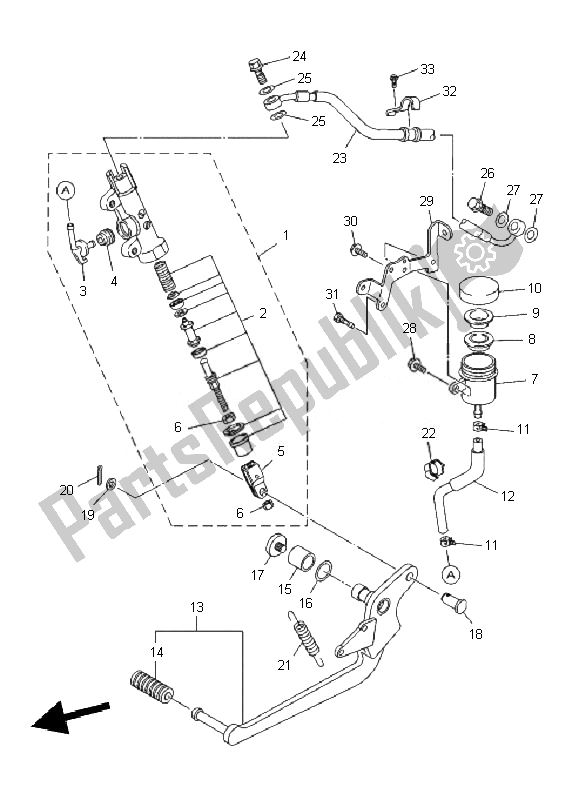 Todas as partes de Cilindro Mestre Traseiro do Yamaha XJ6N 600 2010