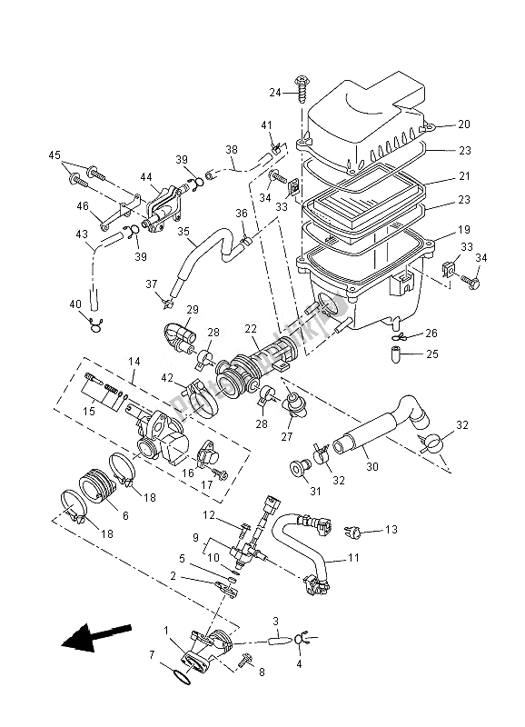 All parts for the Intake of the Yamaha YZF R 125 2010