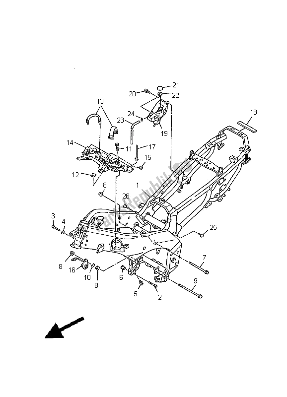 Tutte le parti per il Telaio del Yamaha YZF 600R Thundercat 2000