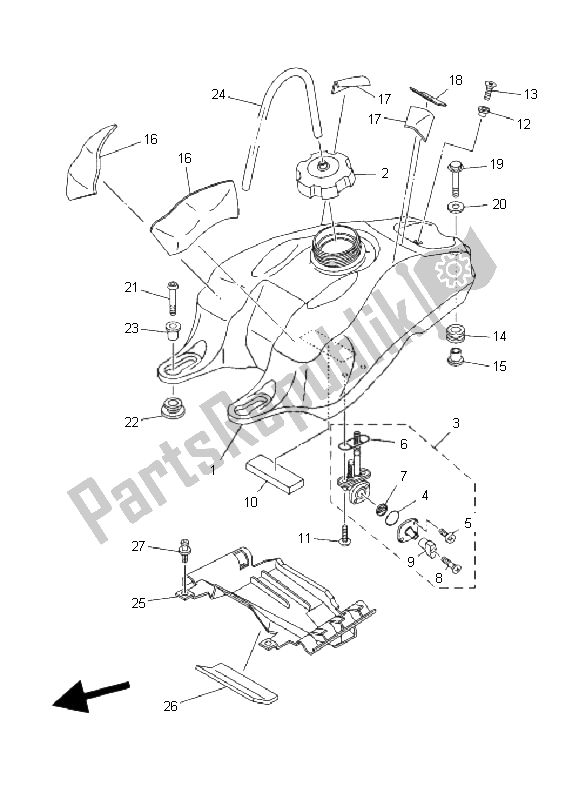 All parts for the Fuel Tank of the Yamaha YFZ 450 SE 2008