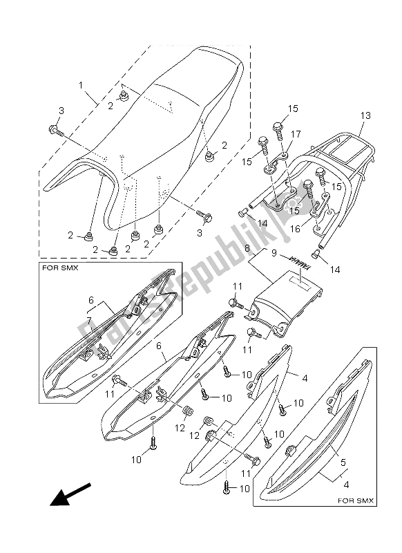 All parts for the Seat of the Yamaha YBR 125 ED 2012