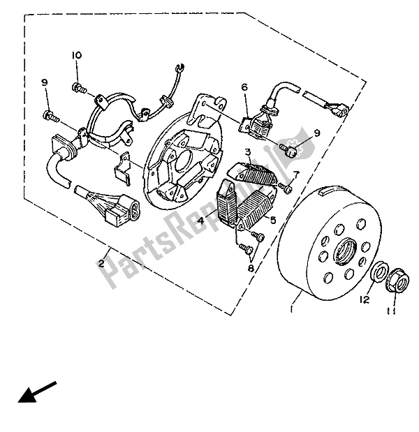 All parts for the Generator of the Yamaha DT 125R 1988