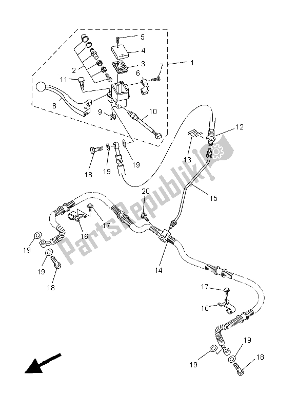 All parts for the Front Master Cylinder of the Yamaha YFM 400 FA Kodiak Automatic 2002