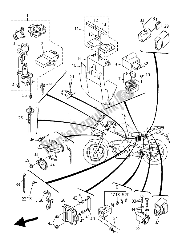 Wszystkie części do Elektryczny 2 Yamaha XJ6 SA Diversion 600 2010