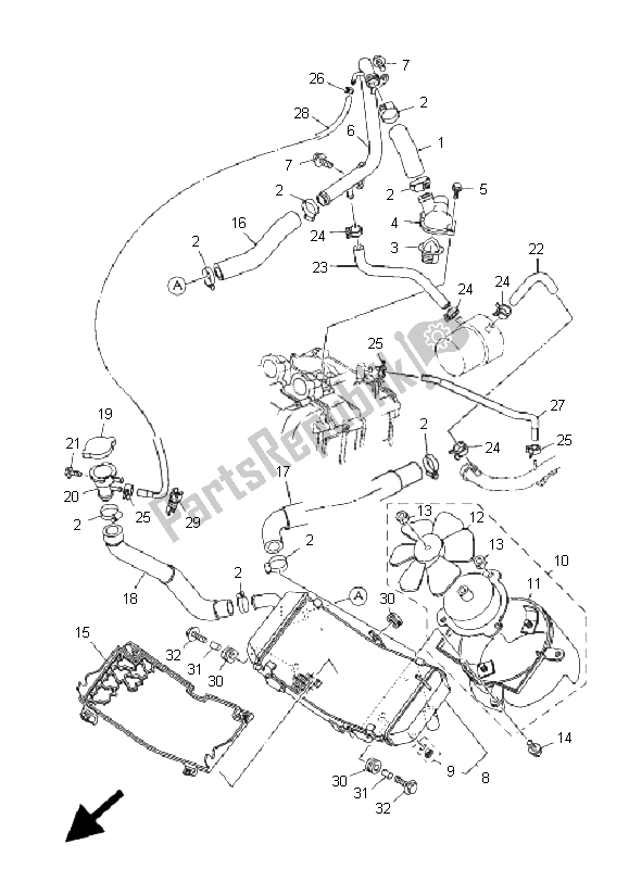 Todas as partes de Mangueira Do Radiador do Yamaha XP 500A T MAX 2005