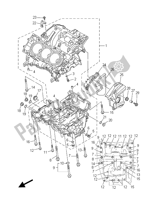 Alle onderdelen voor de Carter van de Yamaha MT 09 Tracer ABS 900 2015