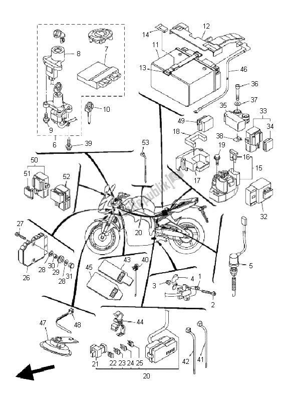 Tutte le parti per il Elettrico 2 del Yamaha FZ1 SA Fazer 1000 2010