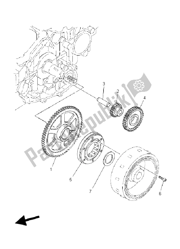 All parts for the Starter Clutch of the Yamaha TDM 900 2008