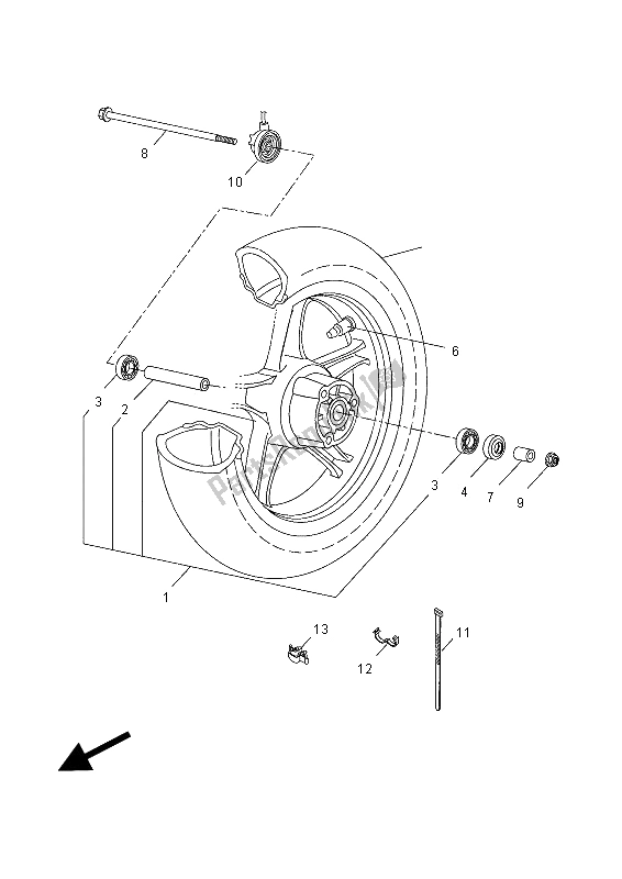 All parts for the Front Wheel of the Yamaha NS 50 Aerox 2014