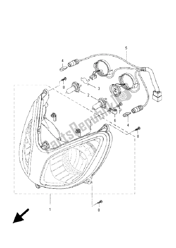 All parts for the Headlight of the Yamaha VP 250 X City 2009