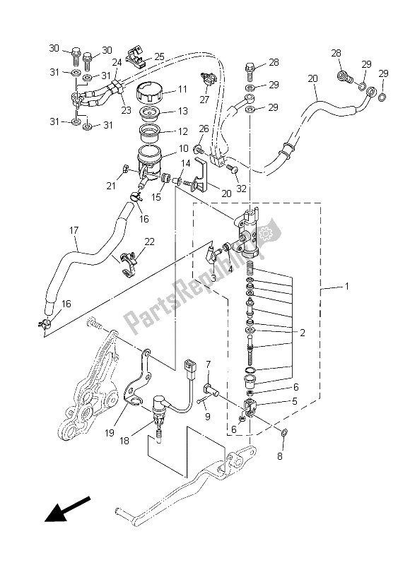 Todas as partes de Cilindro Mestre Traseiro do Yamaha MT-07 A 700 2015