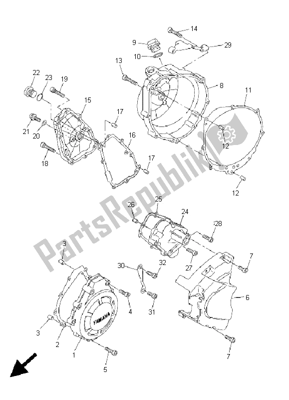 All parts for the Crankcase Cover 1 of the Yamaha FZS 1000 S Fazer 2005