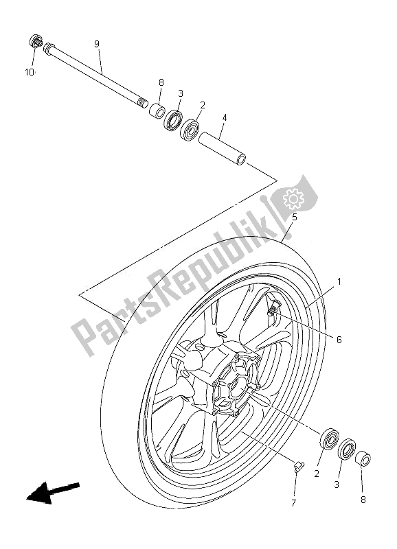 Todas as partes de Roda Da Frente do Yamaha XVS 950A 2010