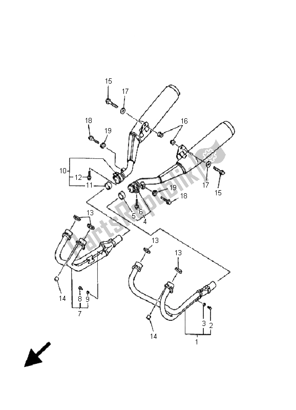 All parts for the Exhaust of the Yamaha XJ 600N 2001