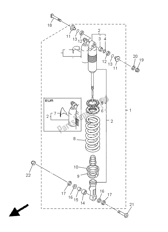 Toutes les pièces pour le Suspension Arrière du Yamaha WR 450F 2013