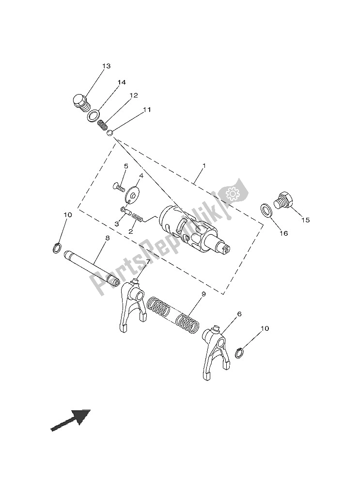 Wszystkie części do Krzywka Zmiany Biegów I Widelec Yamaha YXM 700E 2016