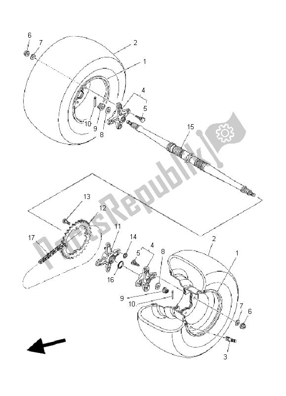 All parts for the Rear Wheel of the Yamaha YFZ 450 SE 2008