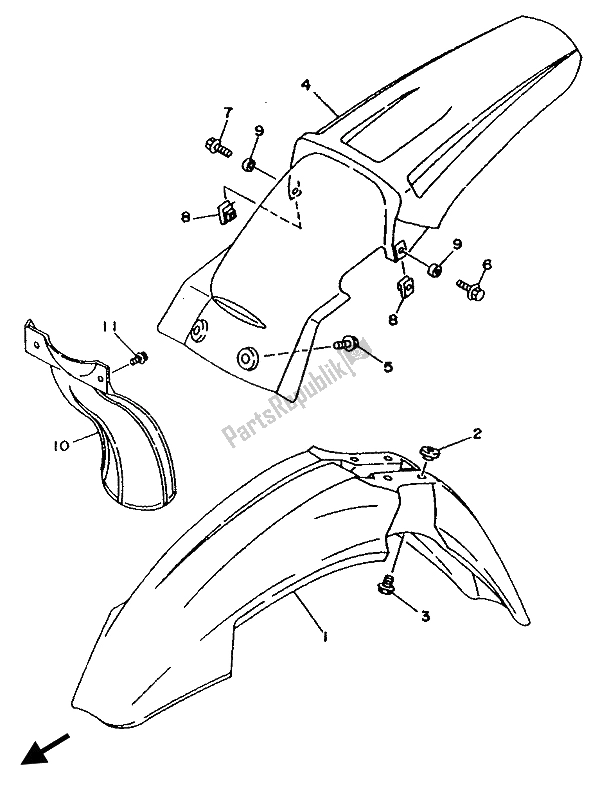 Tutte le parti per il Parafango del Yamaha WR 250Z 1994
