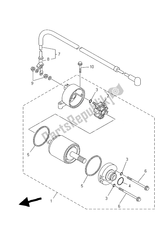 All parts for the Starting Motor of the Yamaha YFM 700F Grizzly SE 2010