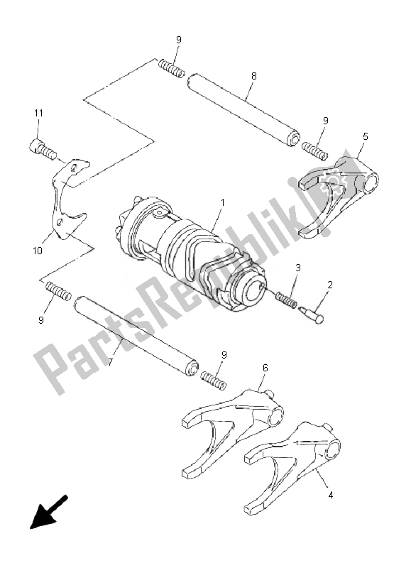 Wszystkie części do Krzywka Zmiany Biegów I Widelec Yamaha FJR 1300A 2010
