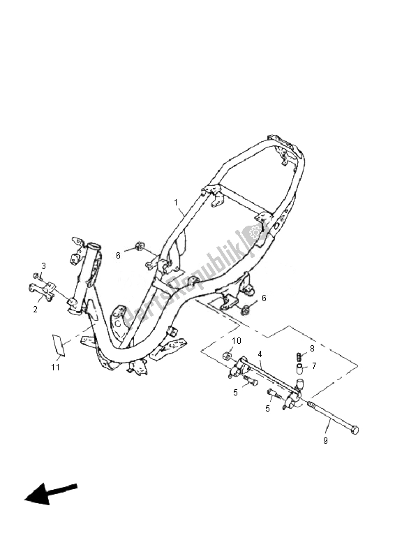 All parts for the Frame of the Yamaha CS 50R AC JOG 2010