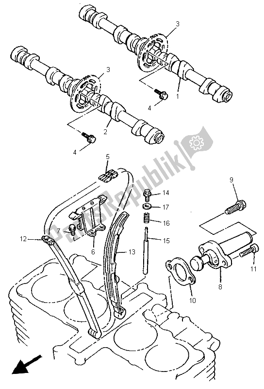 Todas as partes de árvore De Cames E Corrente do Yamaha XJR 1200 SP 1997