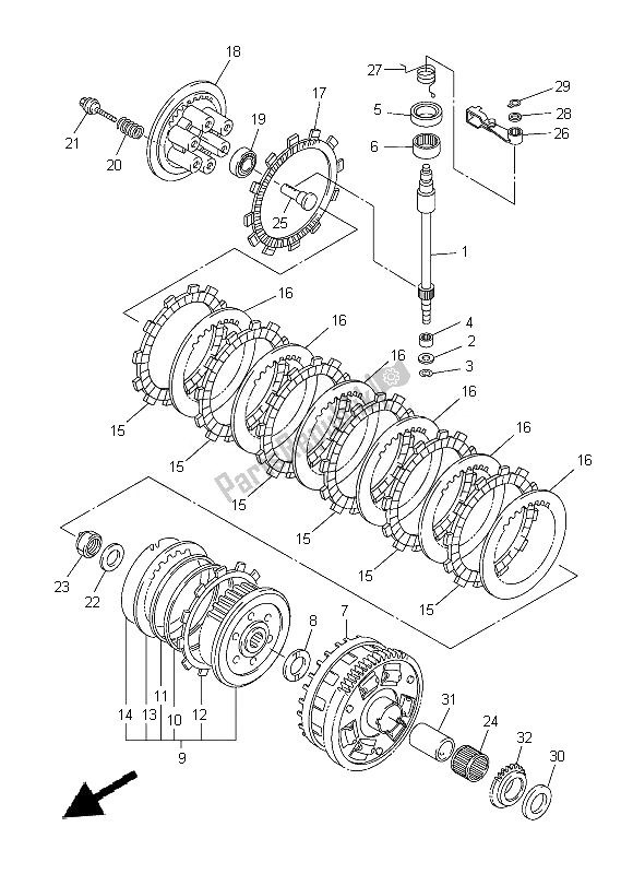 Alle onderdelen voor de Koppeling van de Yamaha FZ8 NA 800 2014