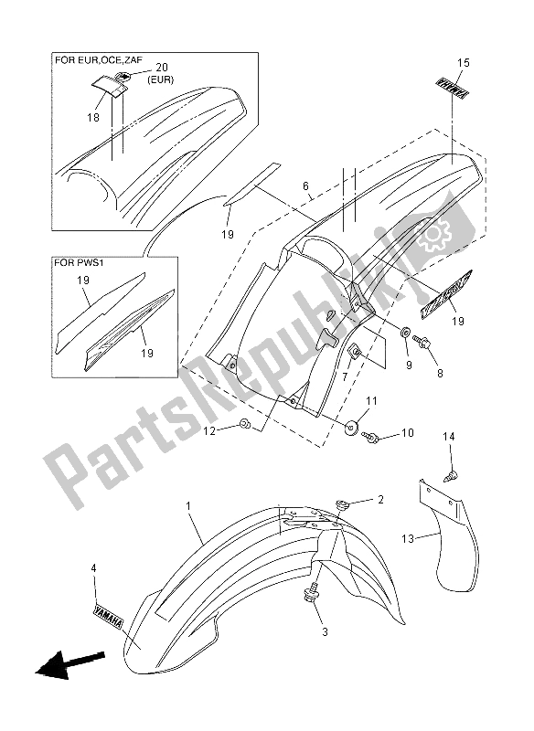 All parts for the Fender of the Yamaha YZ 250F 2008