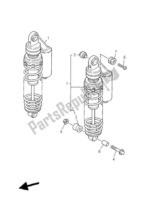 All parts for the Rear Suspension of the Yamaha XJR 1300 2000