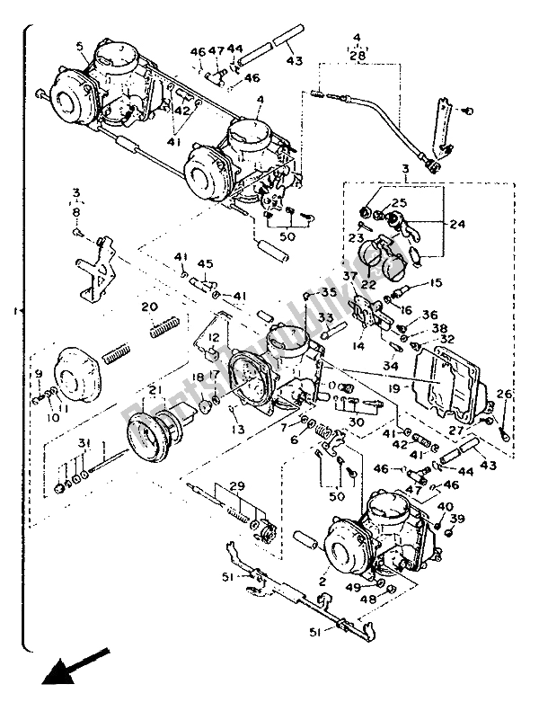 Toutes les pièces pour le Carburateur du Yamaha FZR 600 Genesis 1991