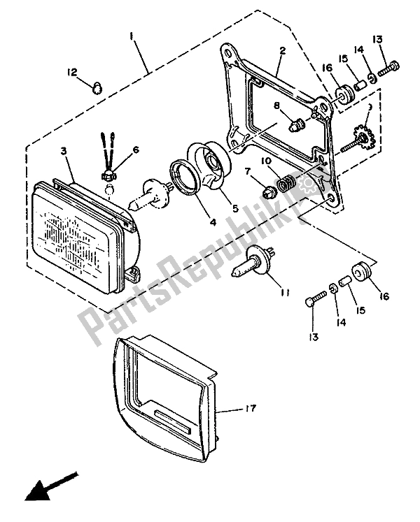 Tutte le parti per il Faro del Yamaha RD 350 LCF 1988