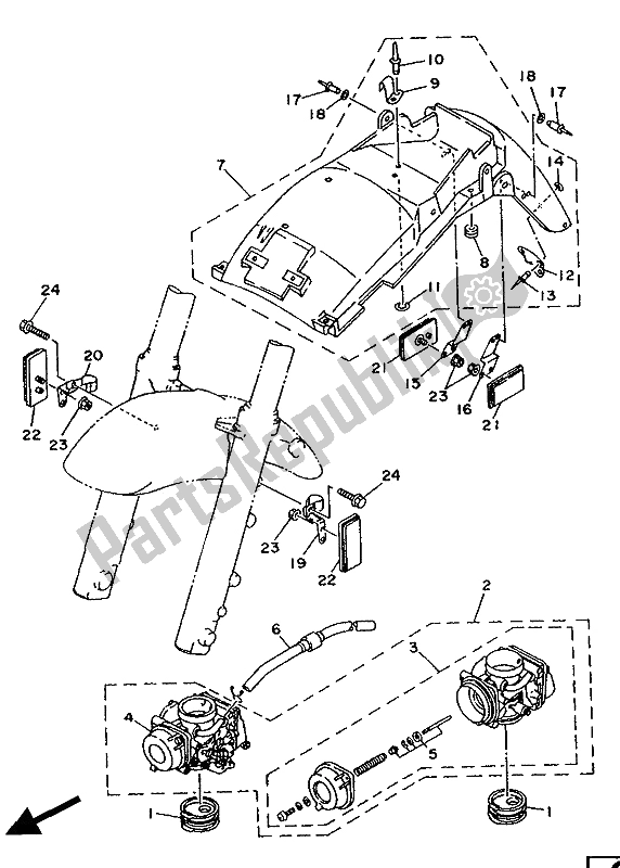 All parts for the Alternate (carburetor-chassis) (for At) of the Yamaha TDM 850 1994