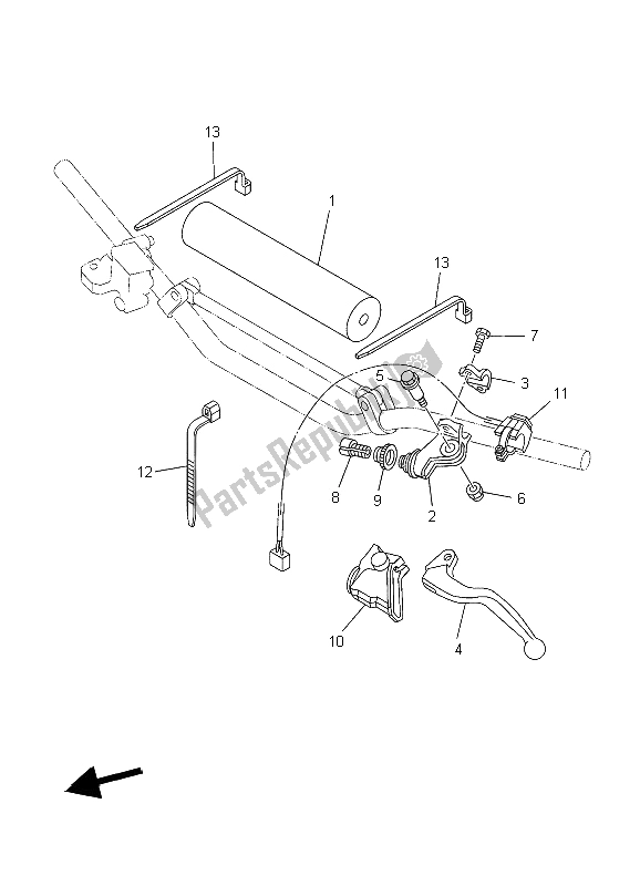 All parts for the Handle Switch & Lever of the Yamaha YZ 125 2006