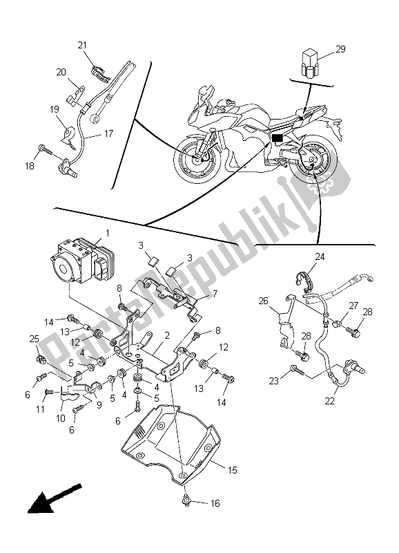 Wszystkie części do Elektryczny 3 Yamaha FZ8 SA 800 2012