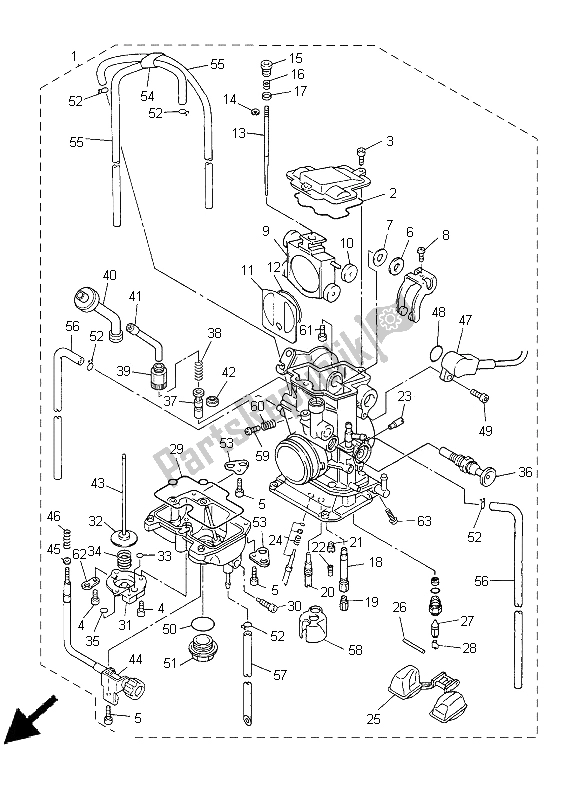 All parts for the Carburetor of the Yamaha YZ 450F 2005