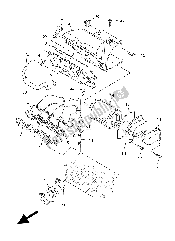 All parts for the Intake of the Yamaha FJR 1300A 2014